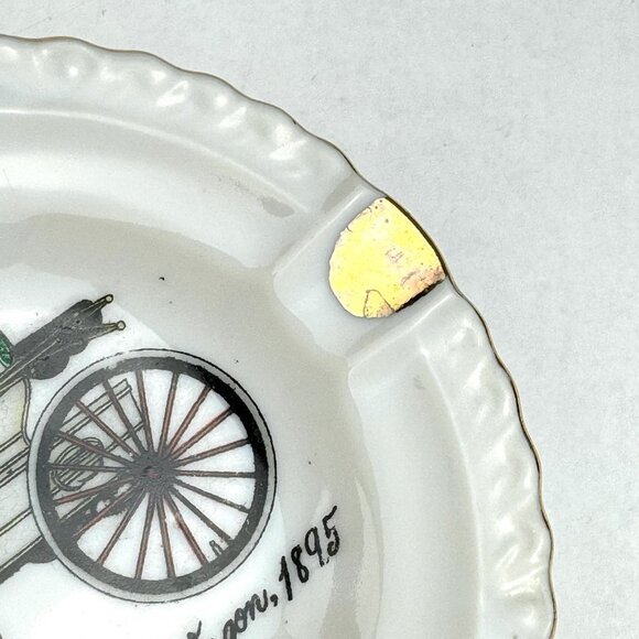 Vintage Gold Rim Ashtray Duryeas Motor Wagon 1895 Set of 2 Made in Japan - Picture 6 of 8